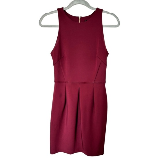 Dynamite Sleeveless Burgundy Dress with Gold Detail Zipper, XS - Picture 1 of 5